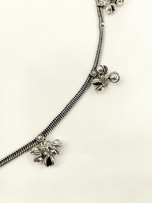 Kathyayani Plain Oxidized Floral Ghungroo Waist Belt