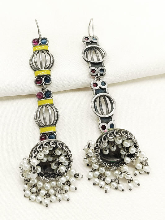 Srimati Multi Colour Oxidized Jhumki