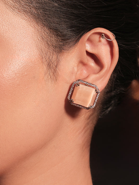 Ishita Peach Diamond Rhodium Plated Victorian Tops