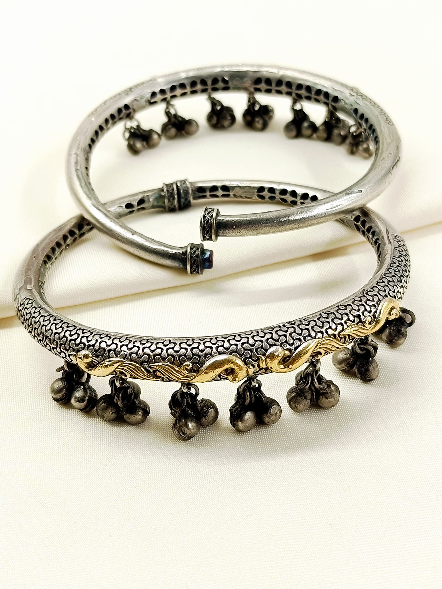 Yatika Dual-Tone Oxidized Ghungroo Anklets