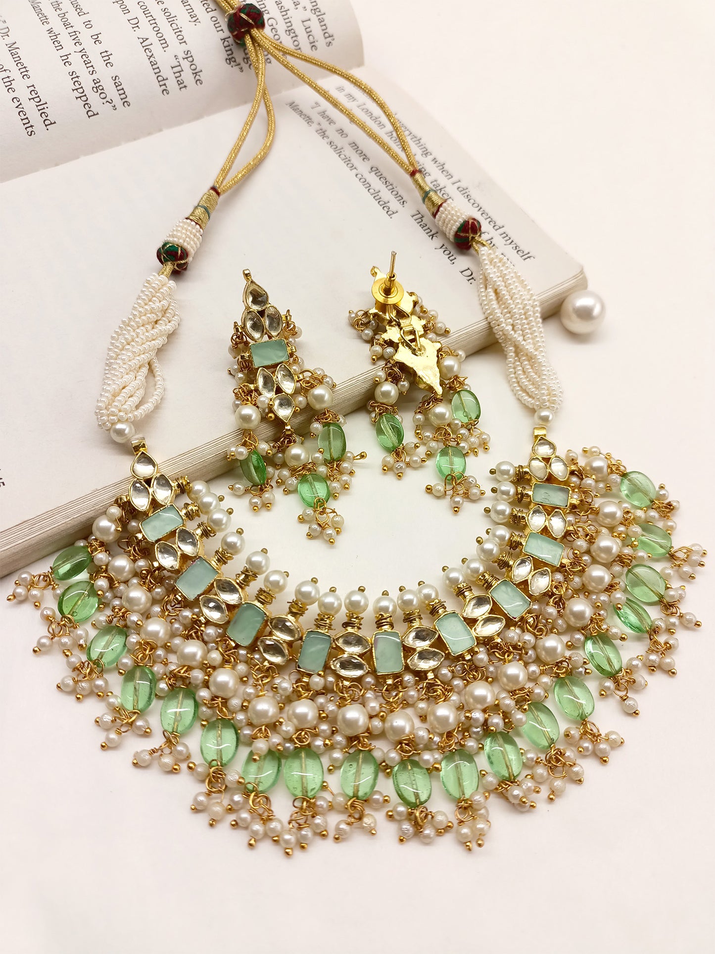 Charbagh Light Green Kundan Necklace Set