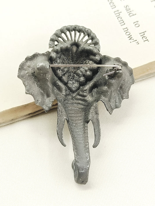 Devish Grey Elephant Men's Brooch
