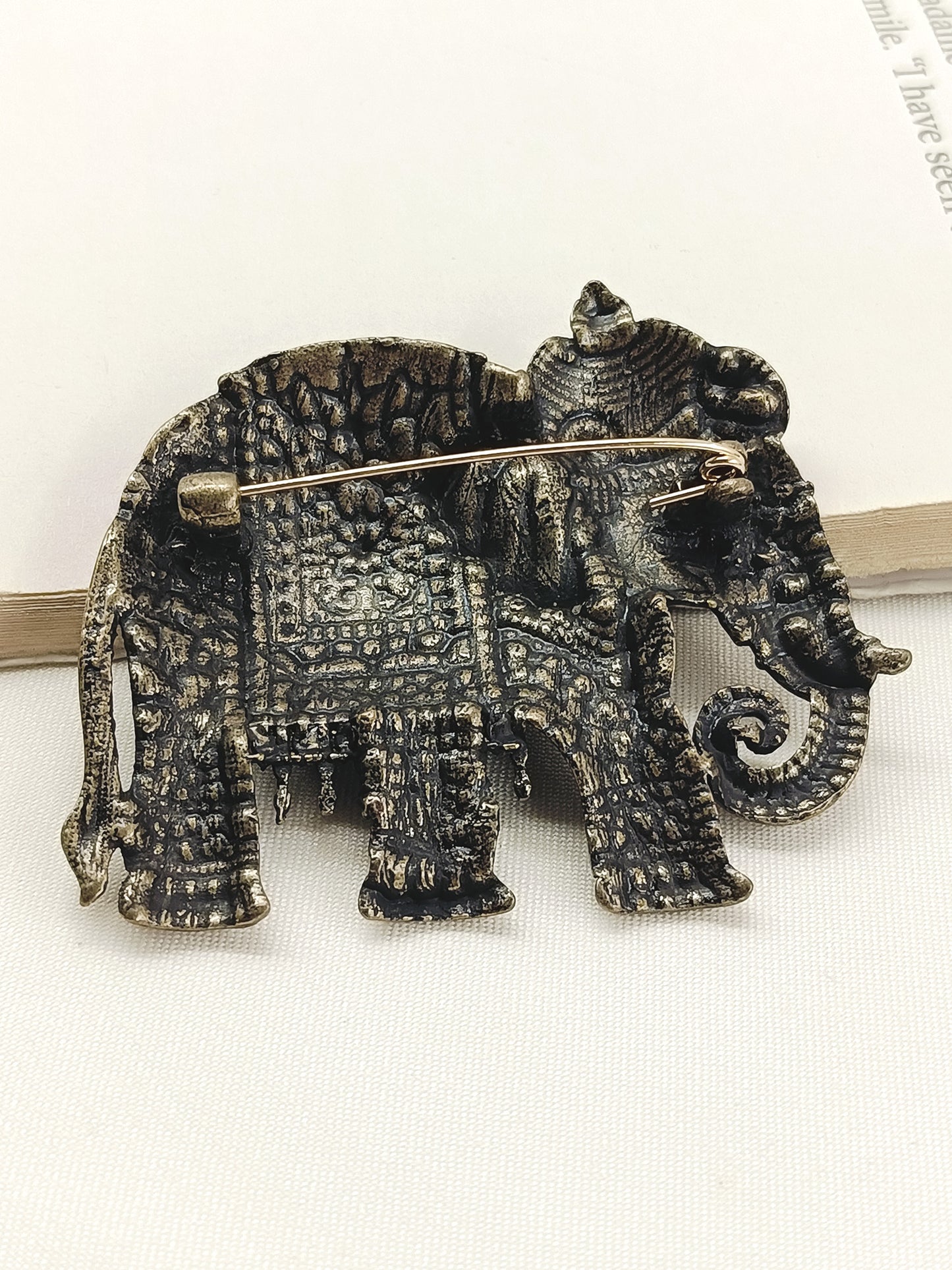 Lakshya Antique Gold Elephant Men's Brooch