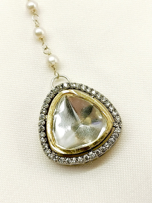 Shakti White Kundan Maangteeka