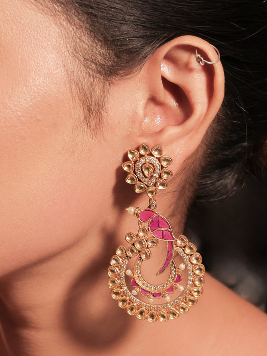 Ankita Ruby Gold Plated Pachi Kundan Earrings