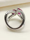 Sagarika Ruby 92.5 Silver American Diamond Finger Ring