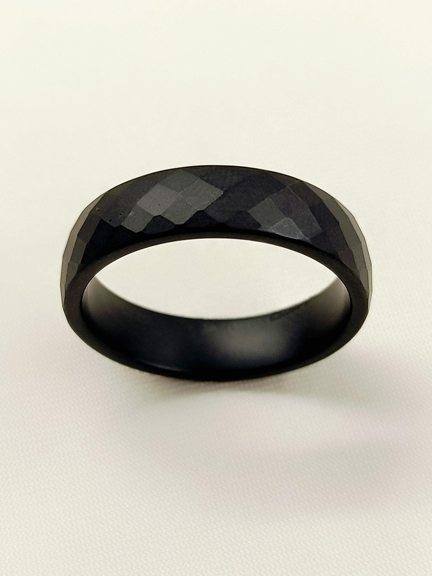 Anand Black Faceted Band Men's Ring