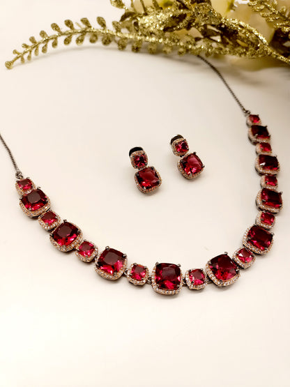 Lakshita Rose Pink Victorian Necklace Set