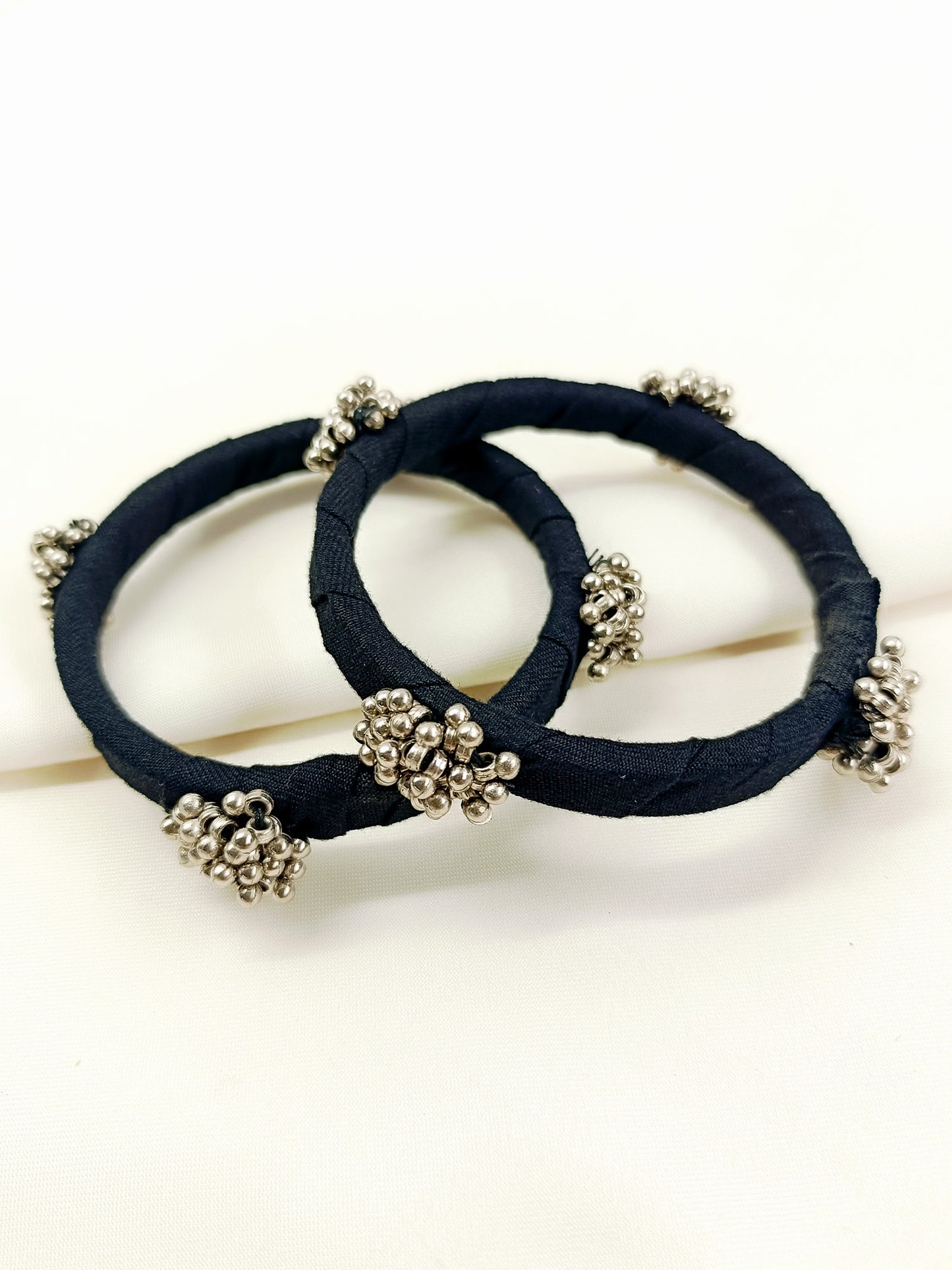 Fariha Black Fabric Bangles with Ghungroo
