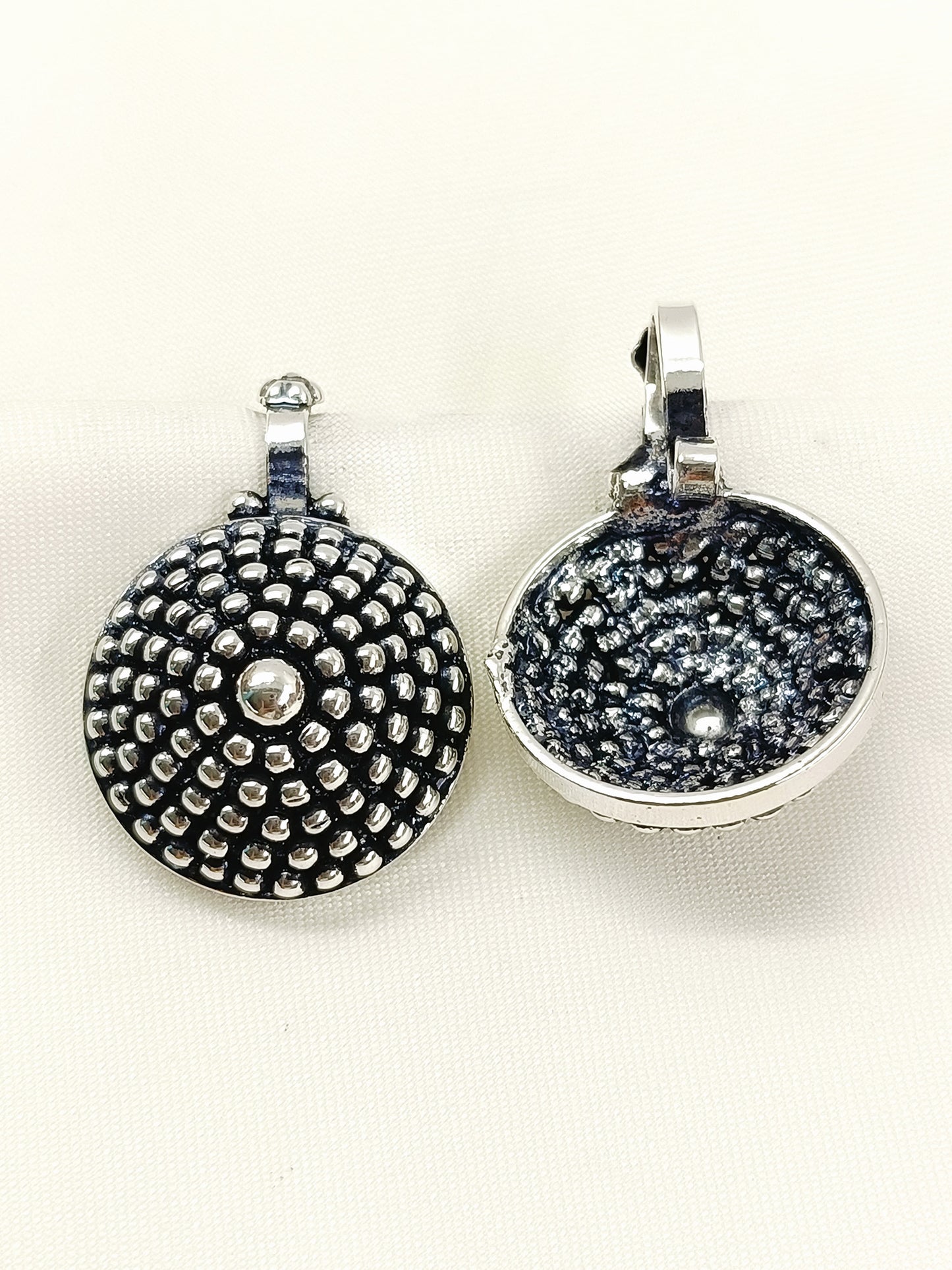 Neysa Oxidized Plain Silver Dotted Dome Bygadi Cuff Pair