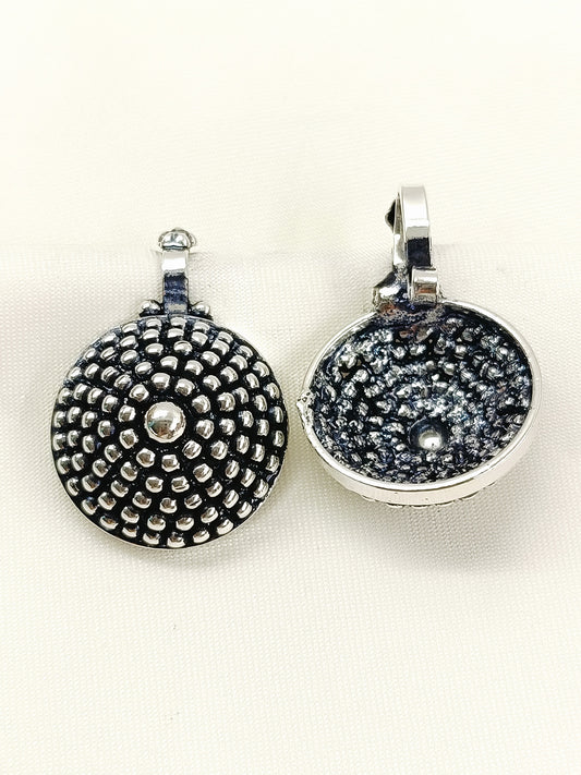 Neysa Oxidized Plain Silver Dotted Dome Bygadi Cuff Pair