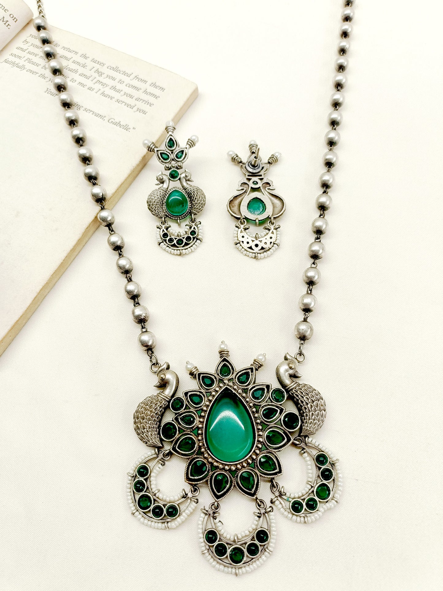 Flo Green Oxidized Necklace Set