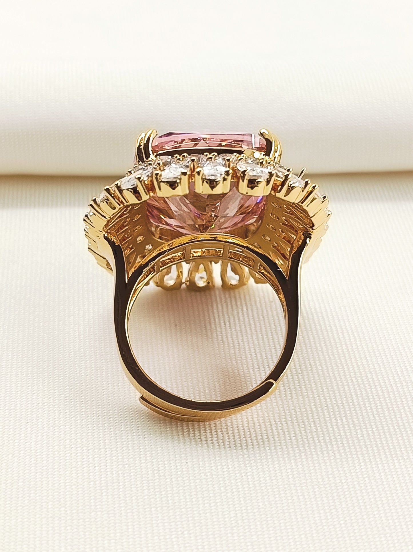 Ruhana Baby Pink American Diamond Finger Ring