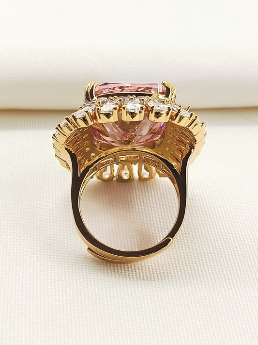 Ruhana Baby Pink American Diamond Finger Ring