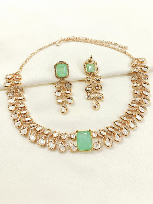 Renu Mint Green Kundan Choker Set