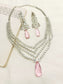 Bess Pink American Diamond Necklace Set