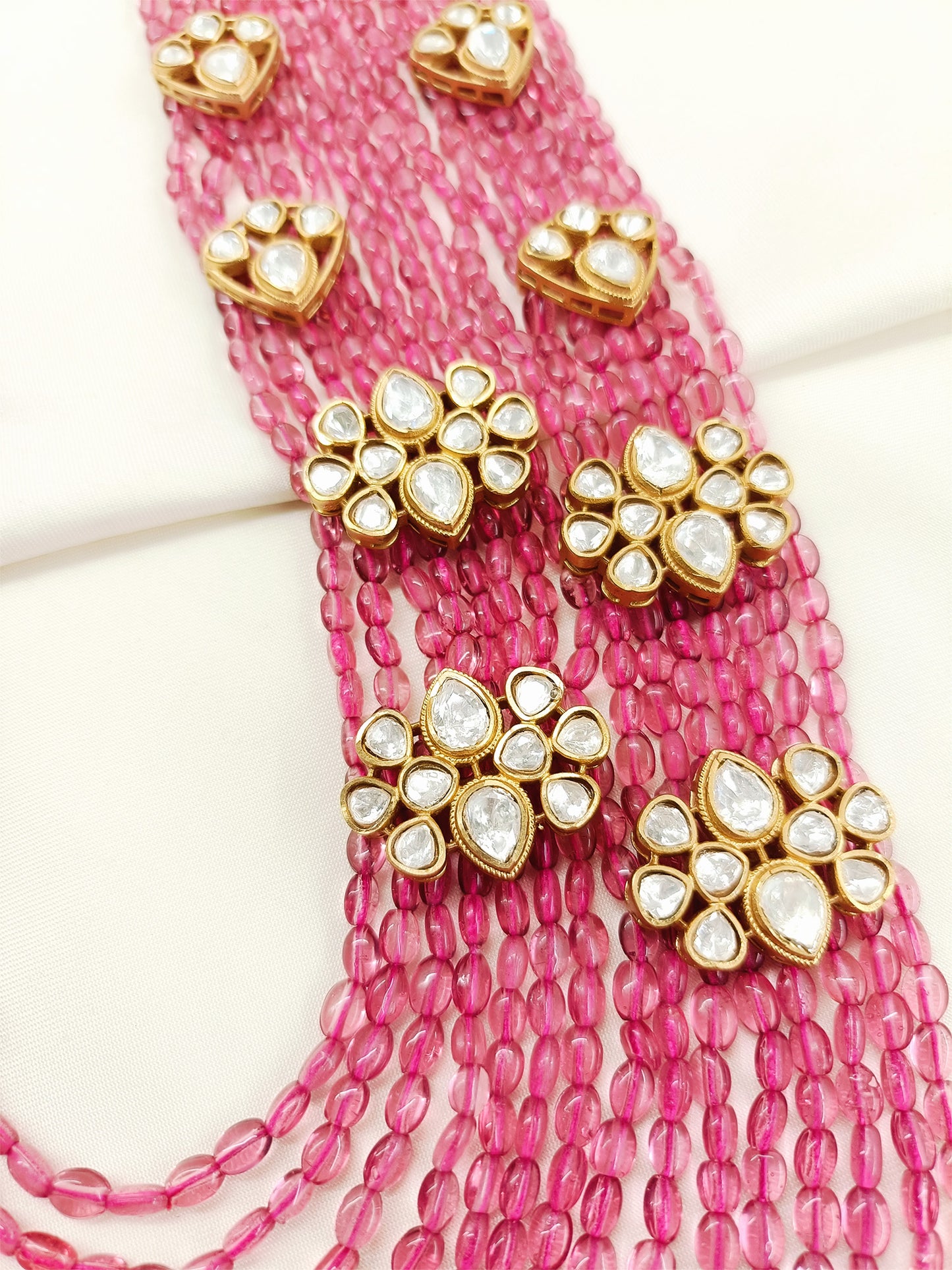 Aarushdeep Pink Groom Beads Neckpiece