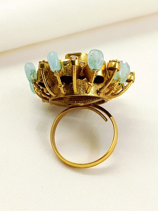 Urvashi Mint Green Kundan Finger Ring