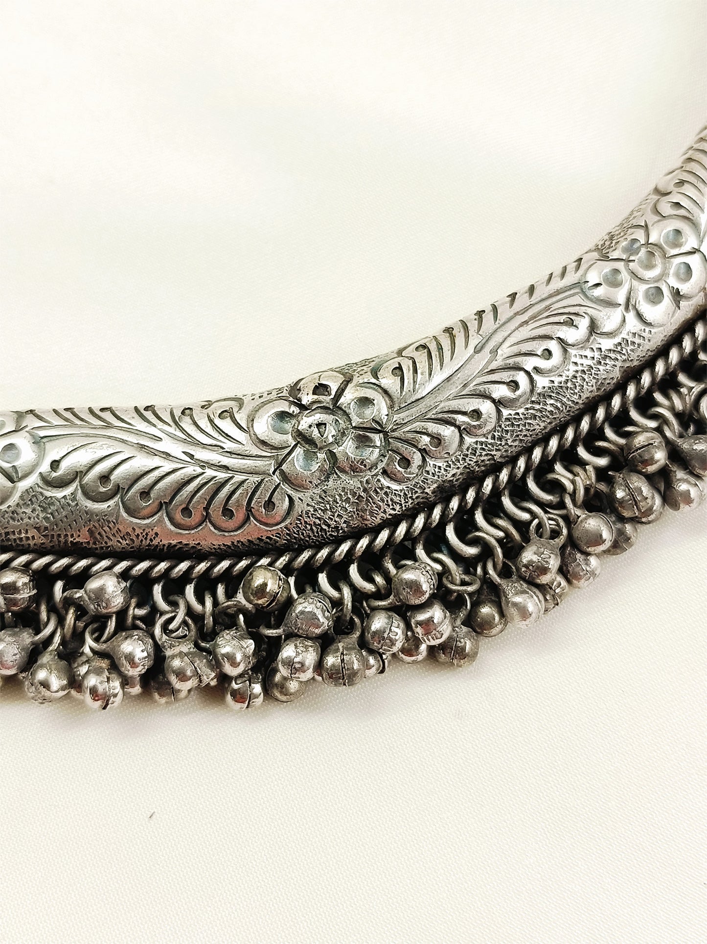 Arvian Oxidized Silver Banjara Ghungroo Hasli Styled Men's Neckpiece