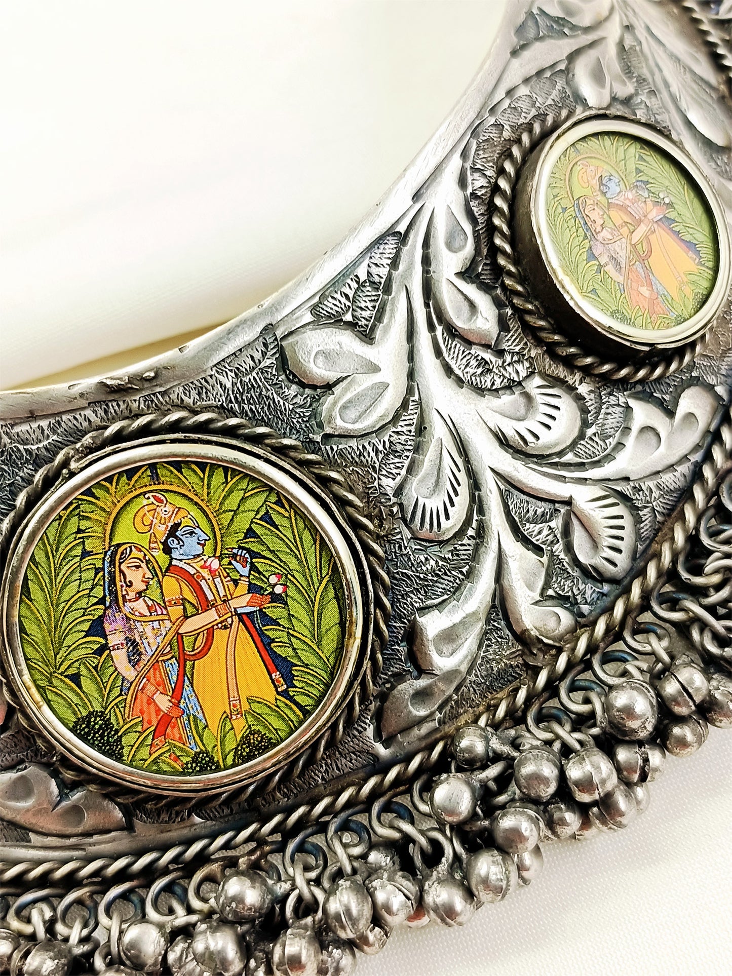Anjuri Multi Colour Oxidized Radha Krishna Pichwai Neckpiece