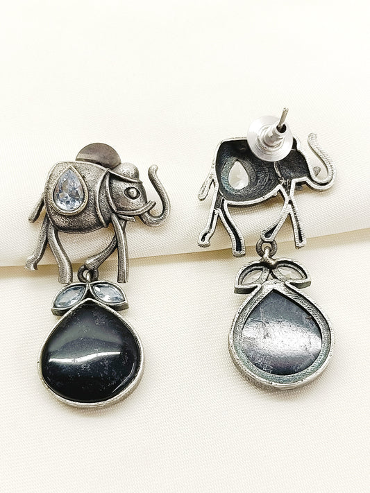 Hemika Black Oxidized Earring