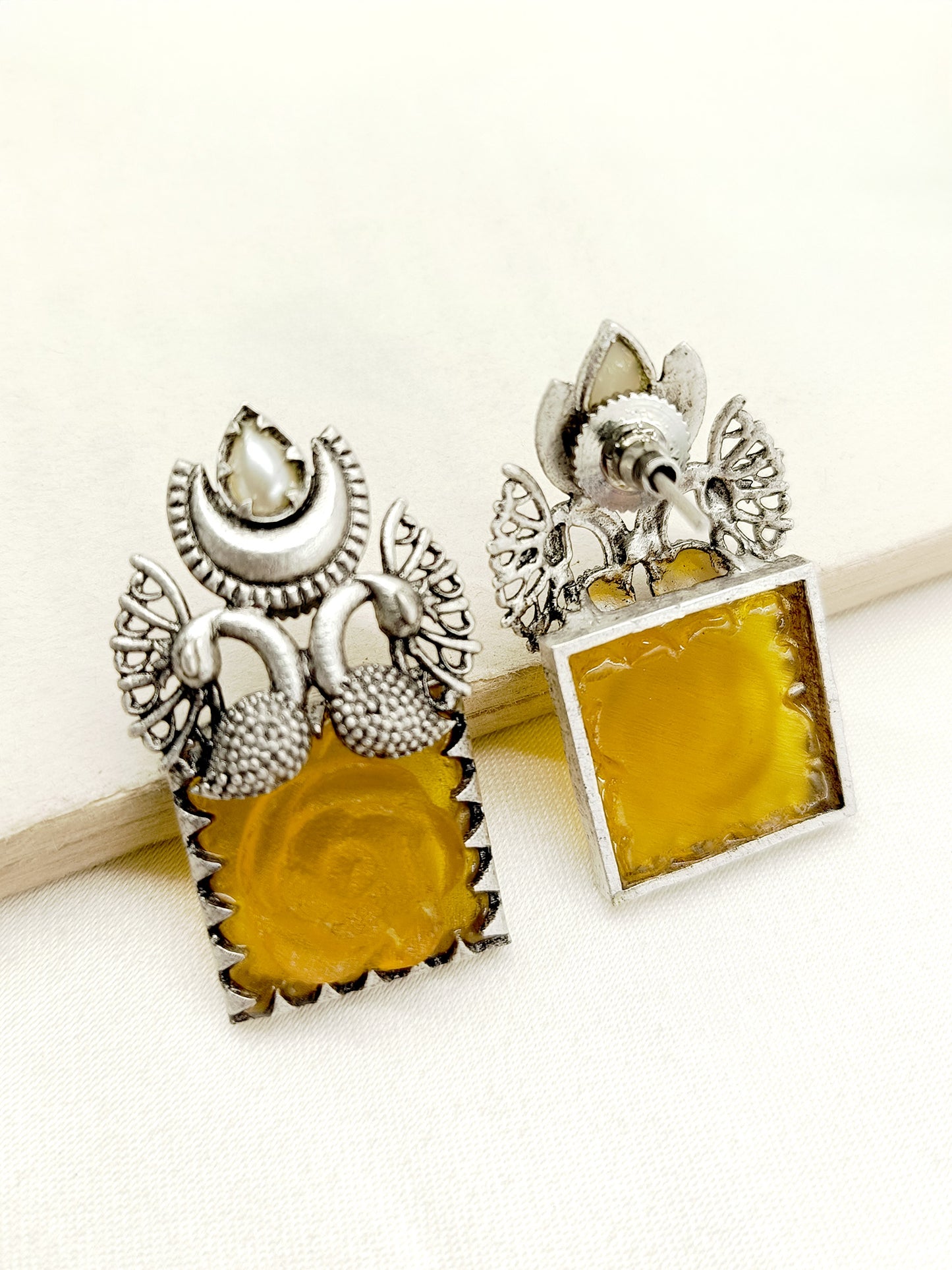 Jameela Yellow Oxidized Earrings