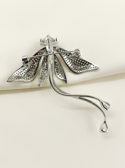 Yashvi White Dragonfly Brooch