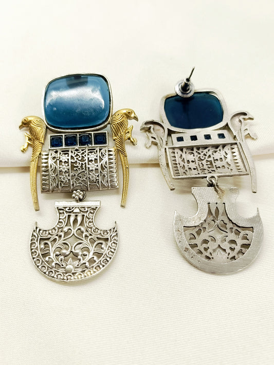 Mira Blue Oxidized Earring