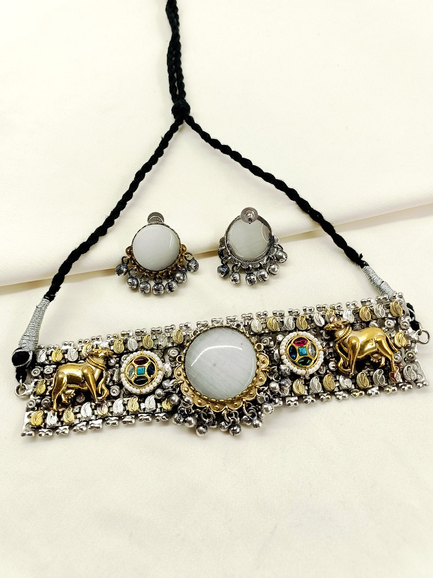 Rinkal Multi Colour Oxidized Choker Set