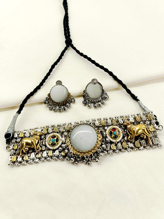 Rinkal Multi Colour Oxidized Choker Set