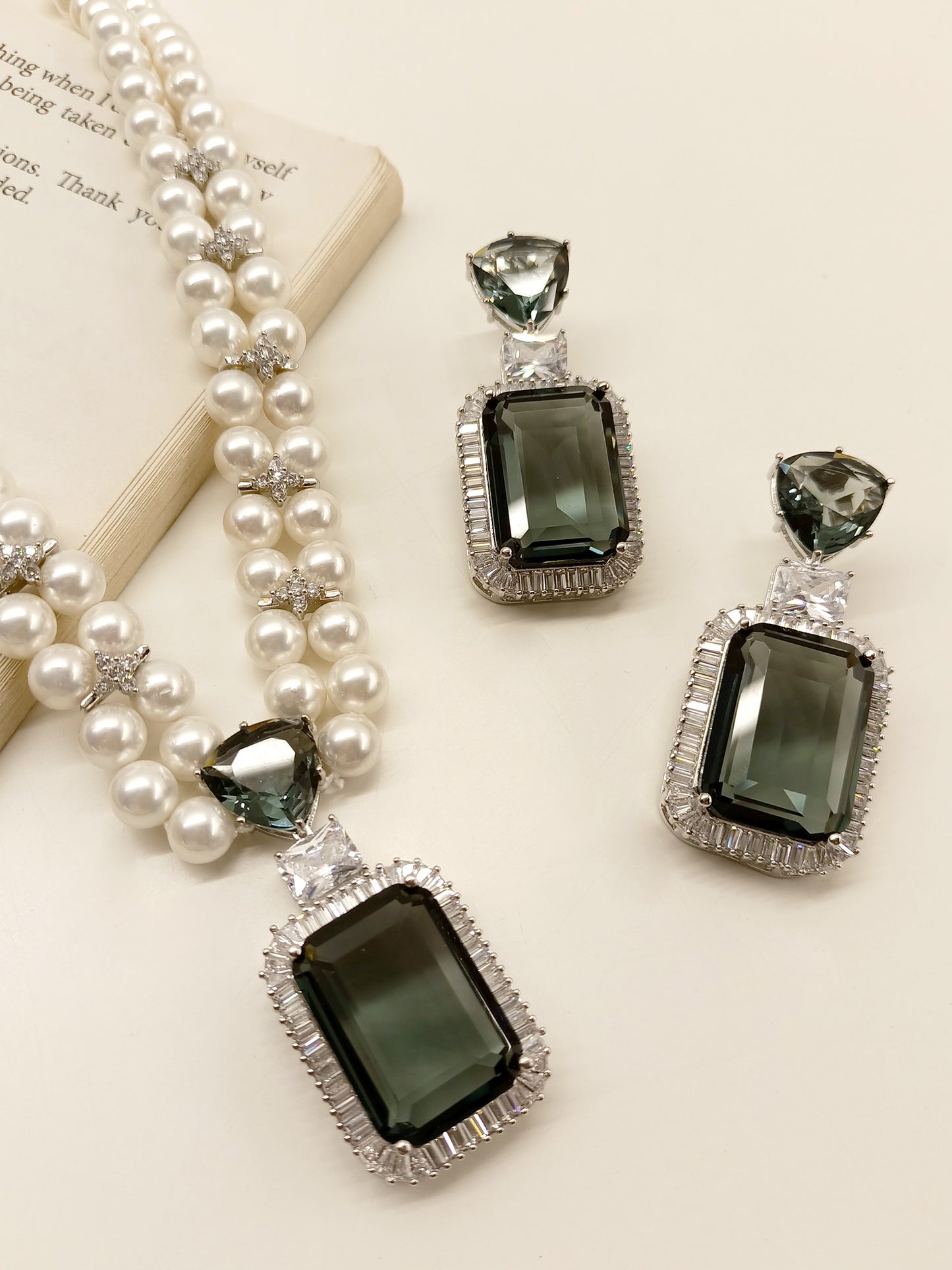 Nandita Gray American Diamond Necklace Set