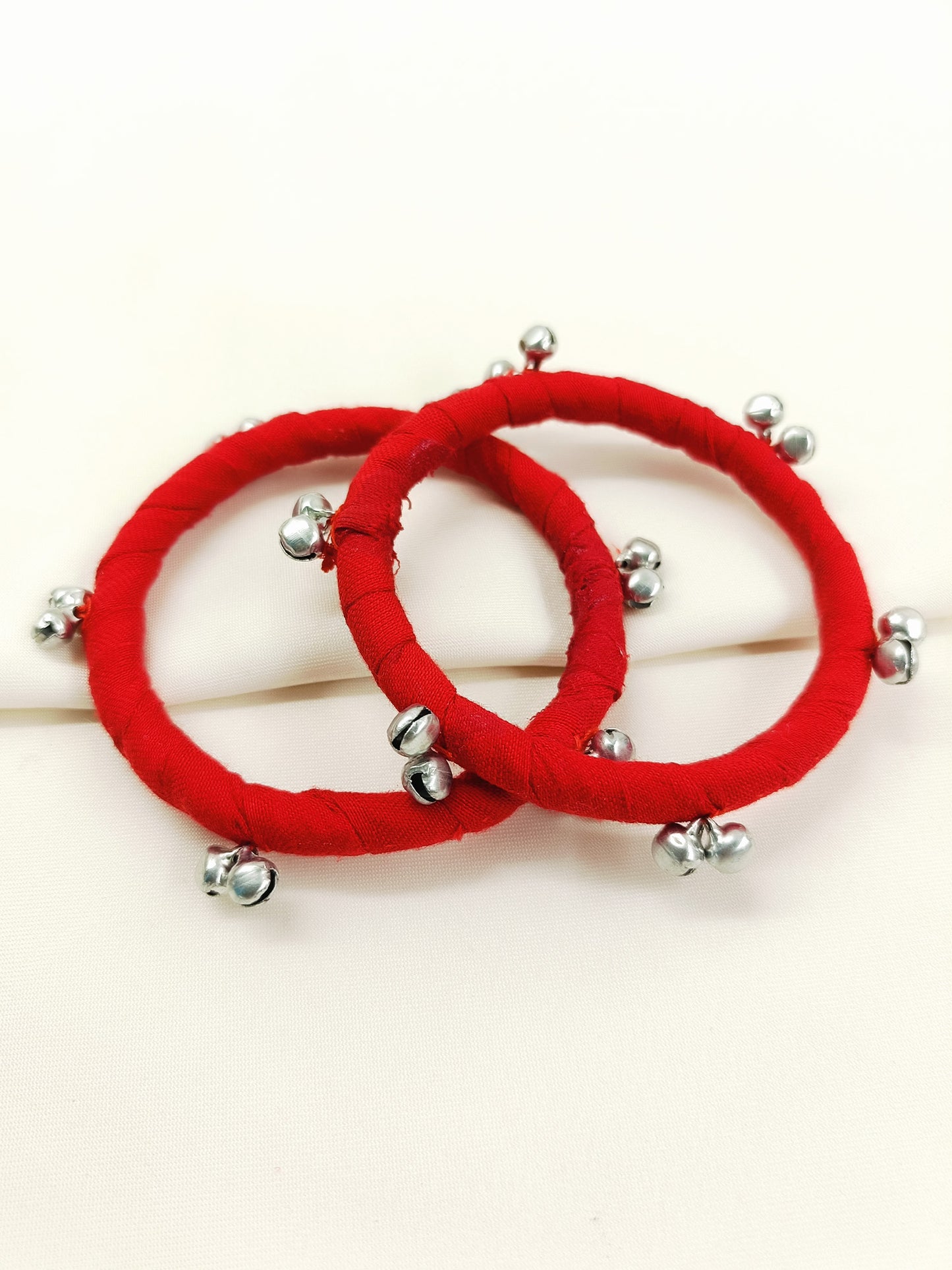 Samanvita Red Fabric Bangles with Ghungroo