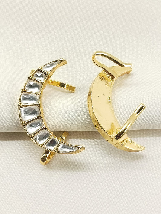 Benu White Men's Moon Shape Kundan Earcuff [Price Is For Pair]