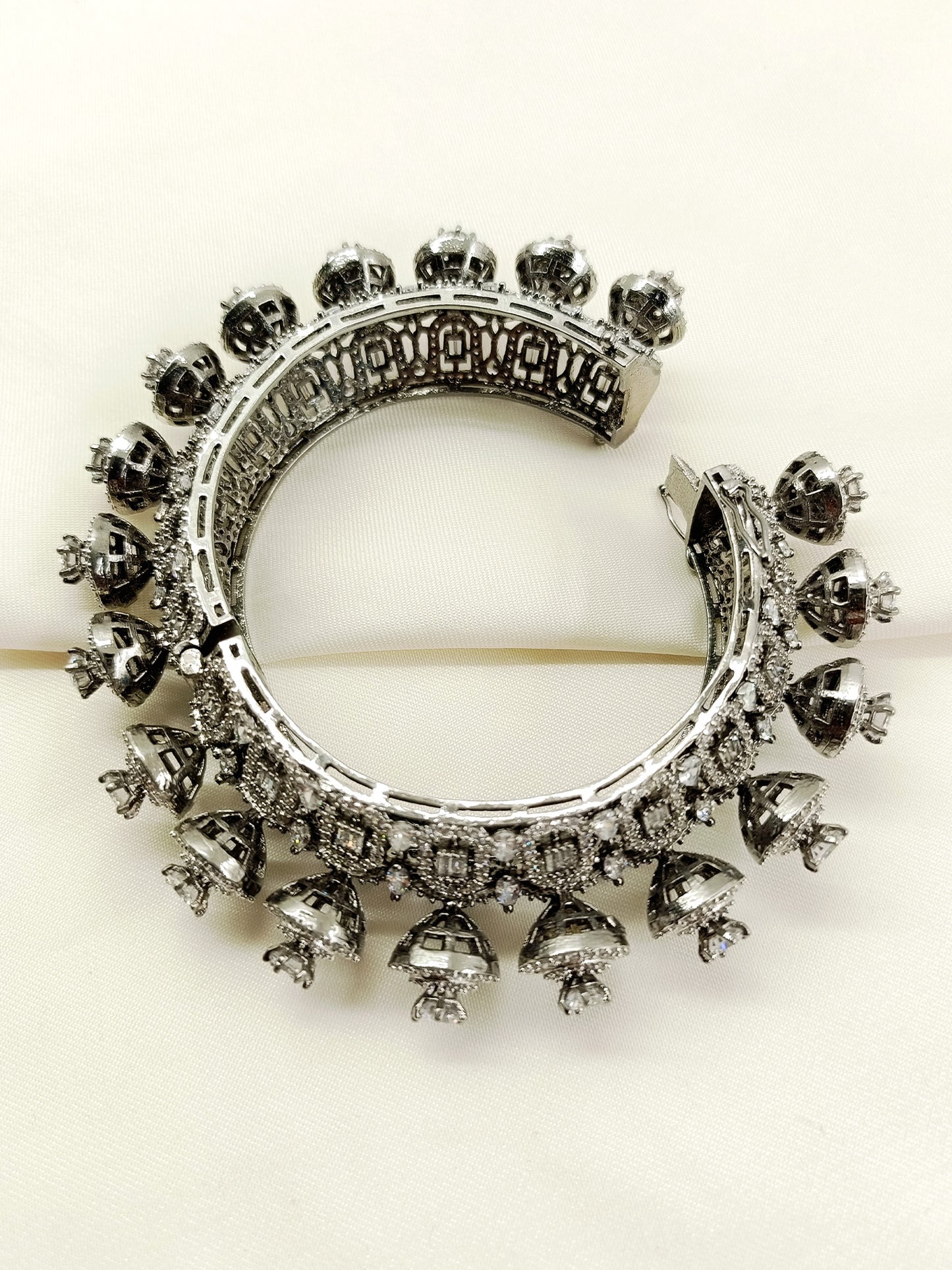 Vijayalakshmi White American Diamond Silver Plated Bracelet