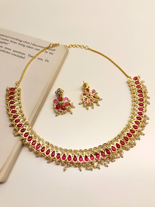 Adira Ruby Jadau Necklace Set