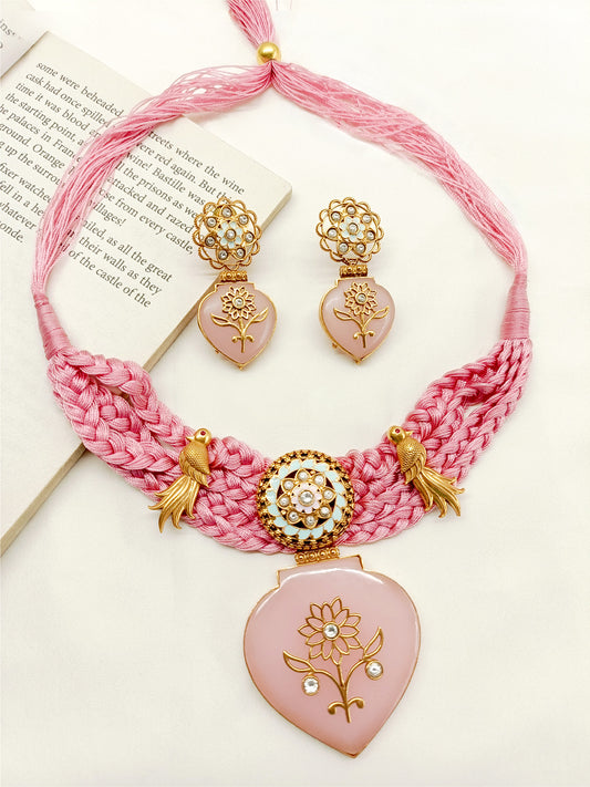 Sahana Pink Thread Boutique Choker Set