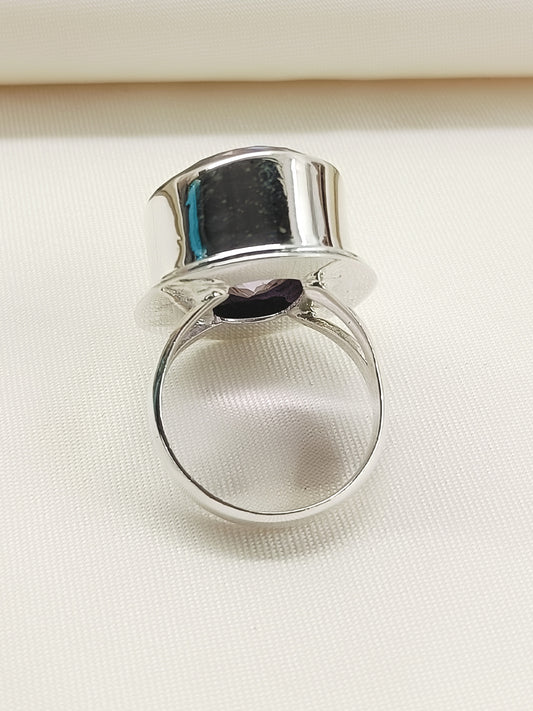 Mayuri Purple 92.5 Silver Amethyst Stone Finger Ring