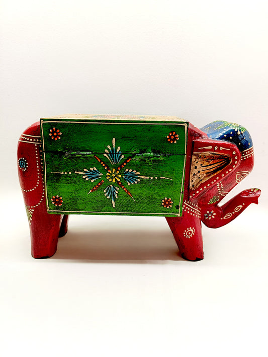 Chanderi Handcrafted Elephant Jewellery Box