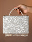 Aksha Silver White Sequence Box Style Clutch