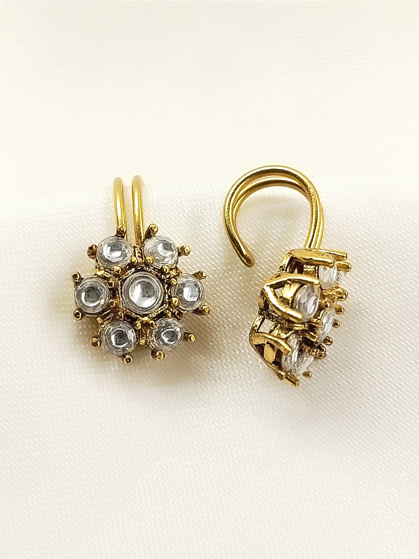 Kania White Floral Kundan Ear Cuffs