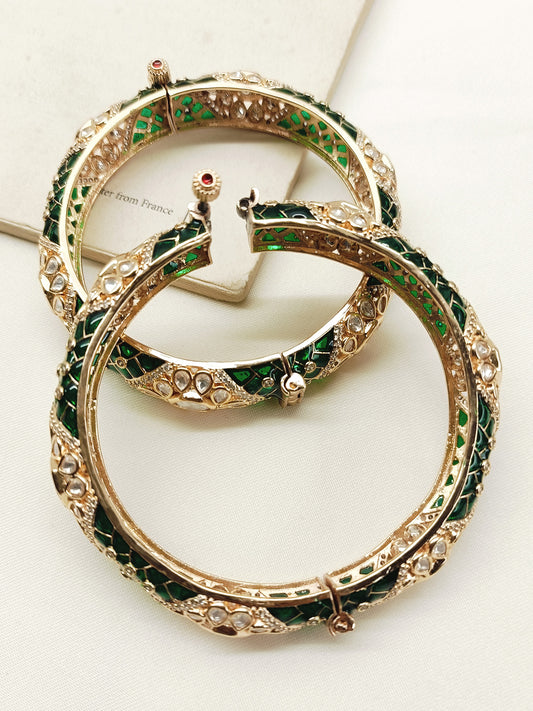 Divya Green Kundan Bangles