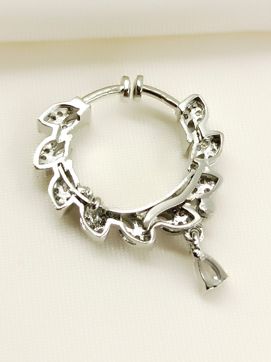 Kishvya White American Diamond Nath
