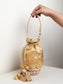 Pranile Mustard Yellow Banarasi Brocade Potli Bag with Pearl Base