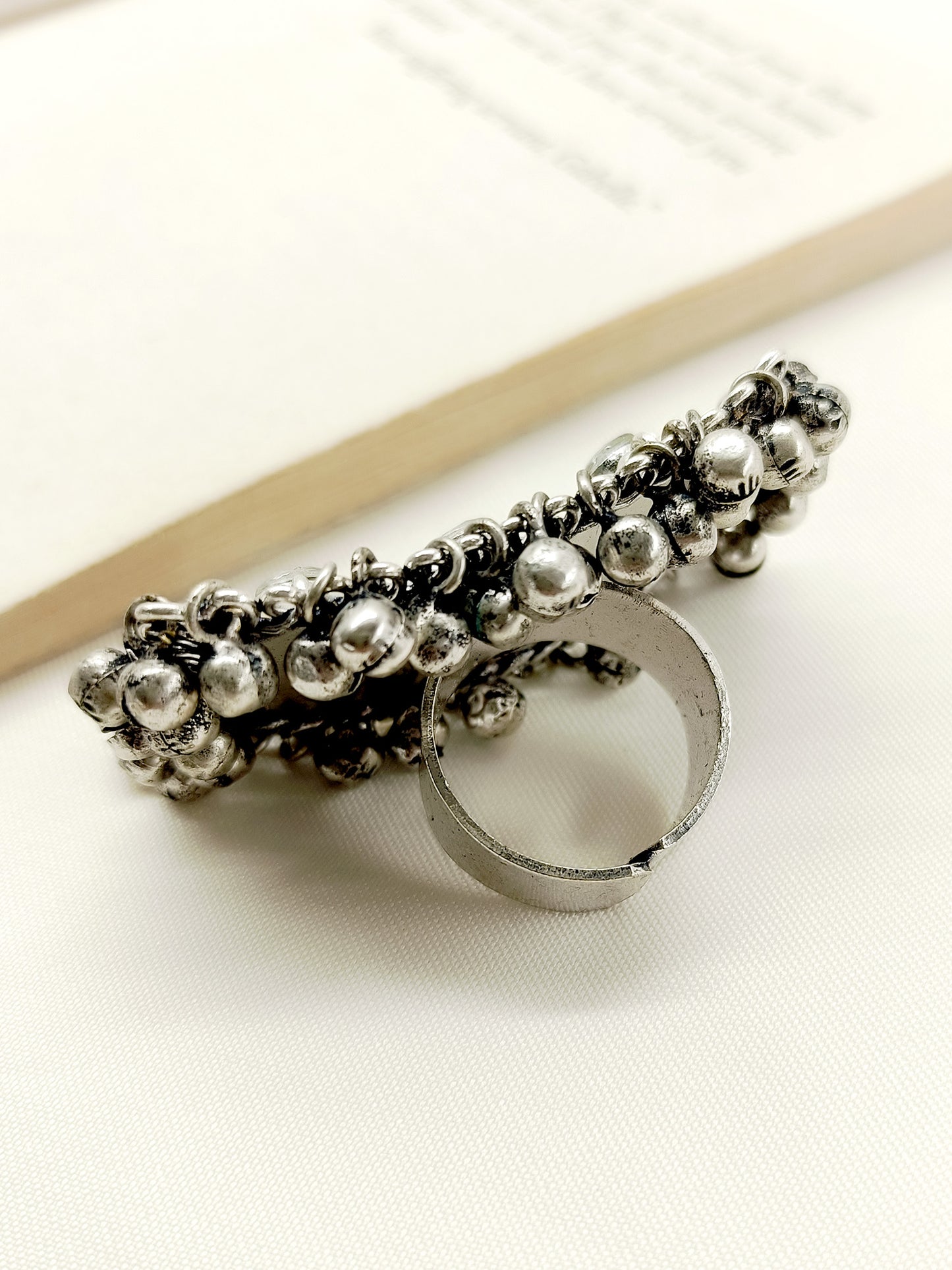 Farheen White Oxidized Finger Ring