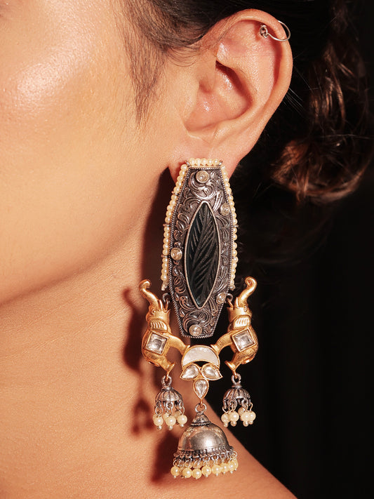 Aashna Navy Blue Two Tone Polish Boutique Earrings
