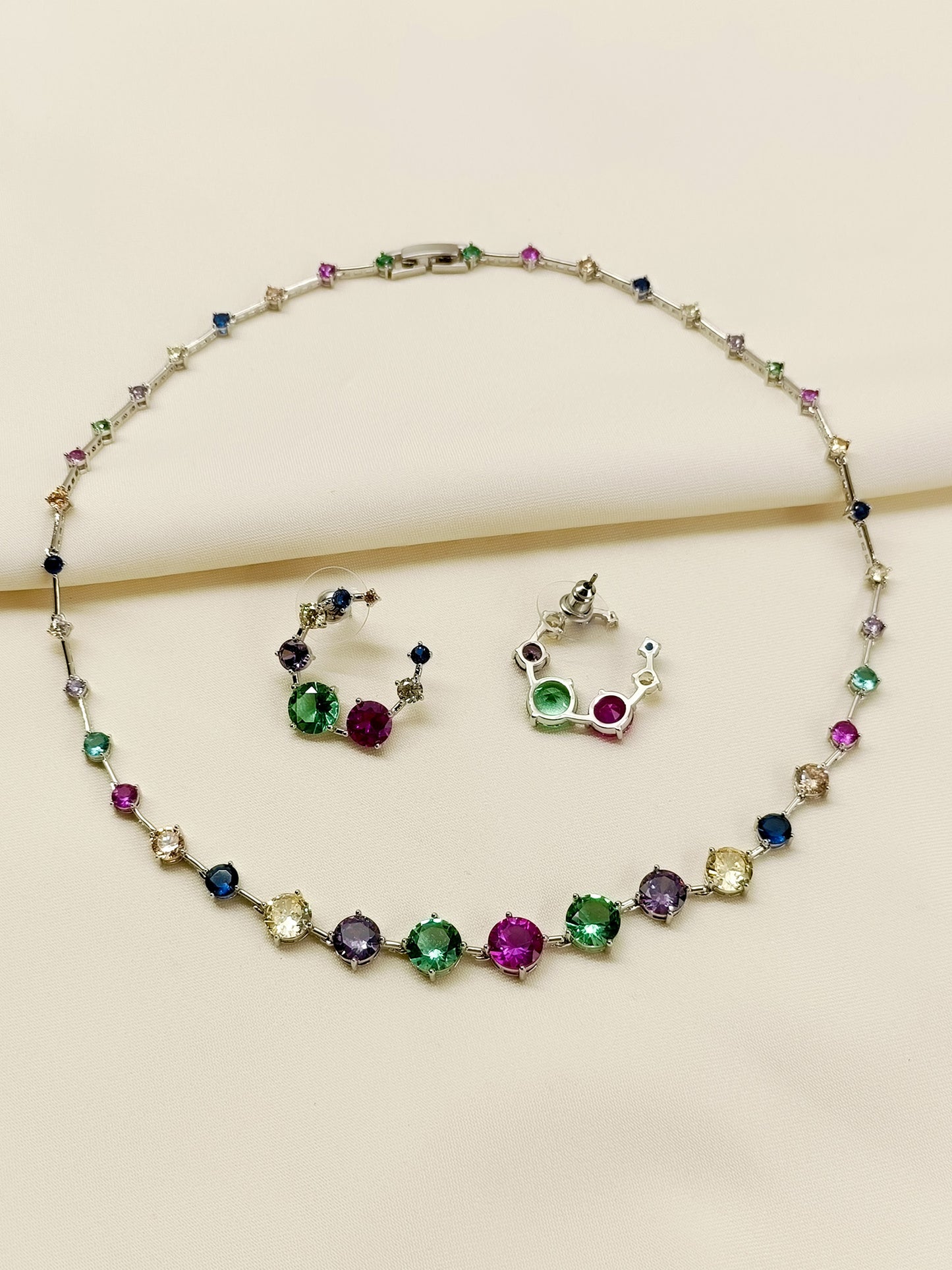 Haisley Multi Colour American Diamomd Necklace Set