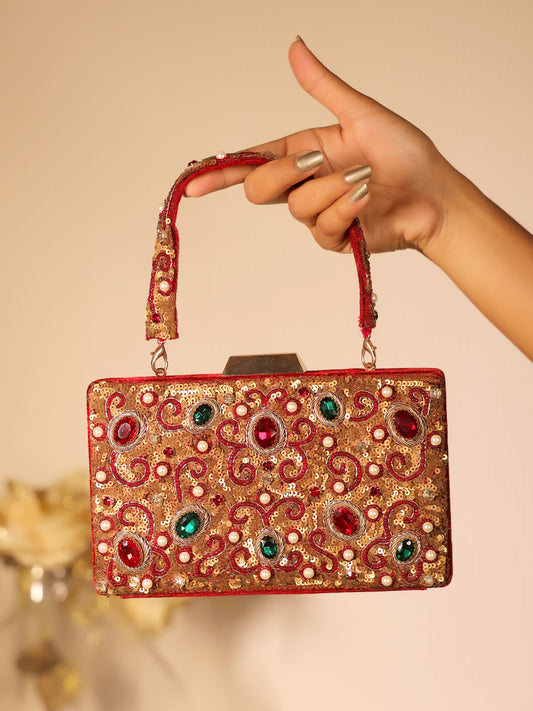 Swati Maroon Evening Clutch