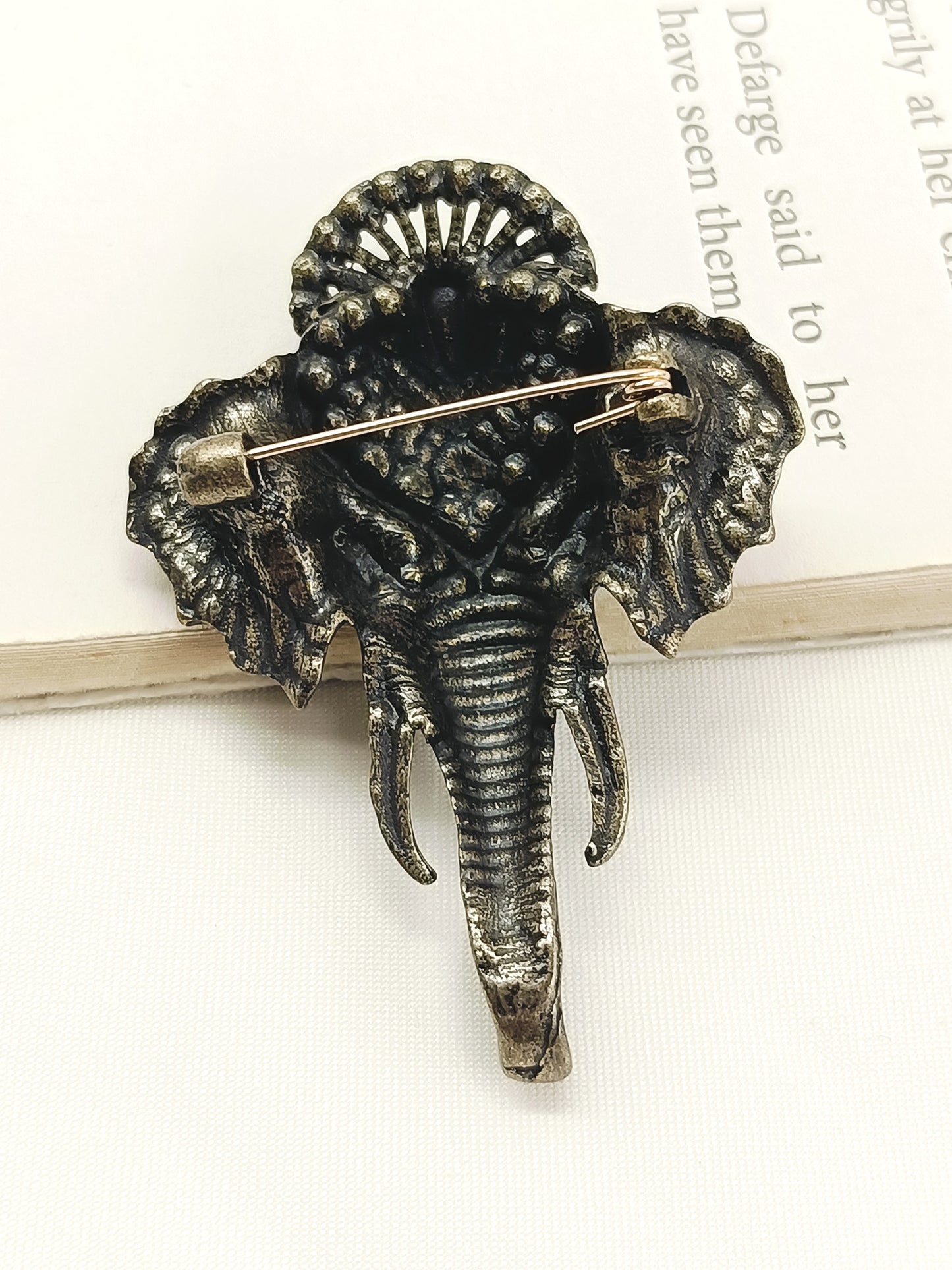 Janesh Antique Gold Elephant Men's Brooch