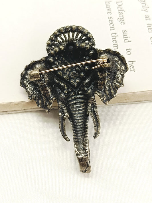 Janesh Antique Gold Elephant Men's Brooch