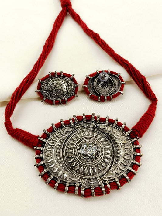 Malti White Oxidized Choker Set